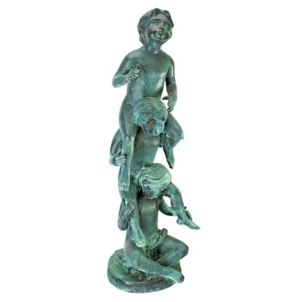 Child's Play Stacked Children Spitting Cast Bronze Garden Statues